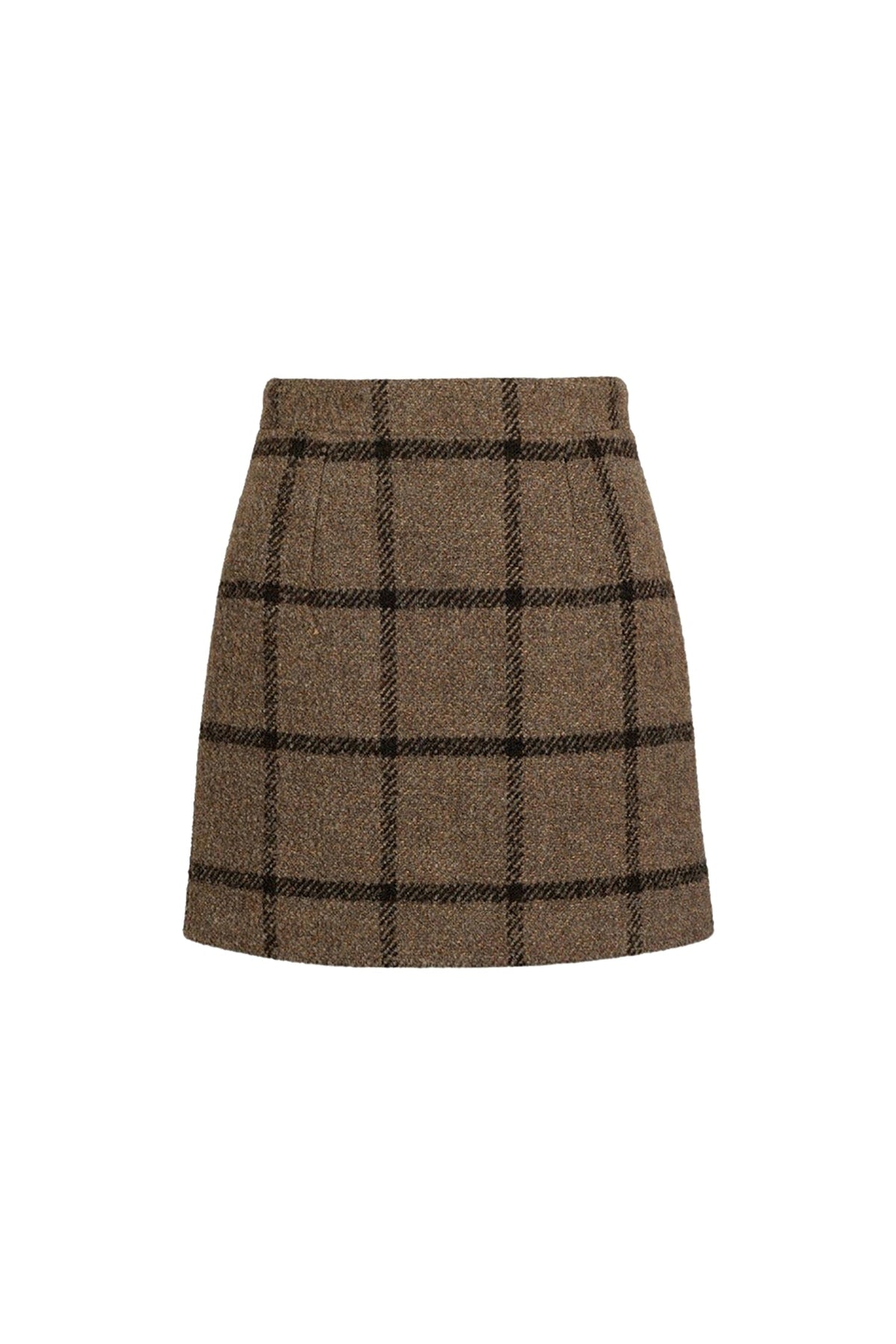 Gray Checkerboard / Mini jupe en mélange de laine recyclée