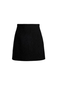 Black / Mini jupe en tweed de laine éco-responsable et coton bio