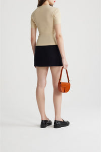 Black / Mini jupe en tweed de laine éco-responsable et coton bio