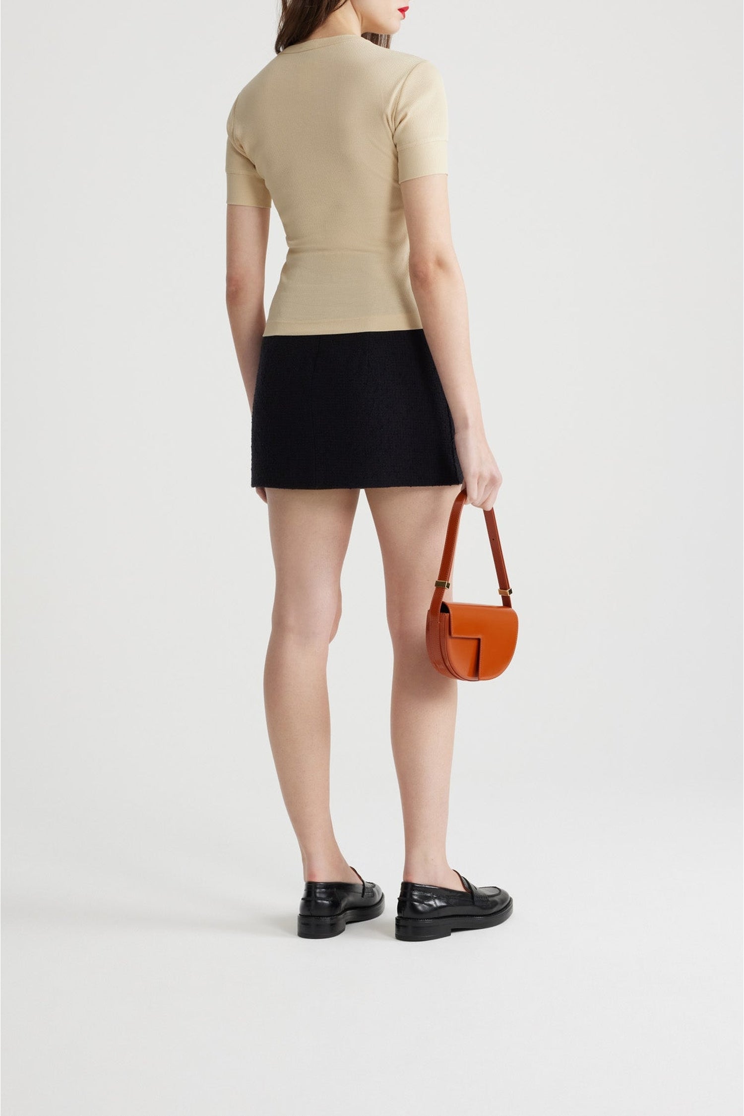 Black / Mini jupe en tweed de laine éco-responsable et coton bio