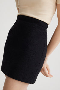 Black / Mini jupe en tweed de laine éco-responsable et coton bio