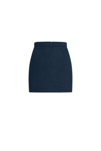 Short skirt in cotton tweed - Navy blue