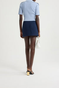 Short skirt in cotton tweed - Navy blue