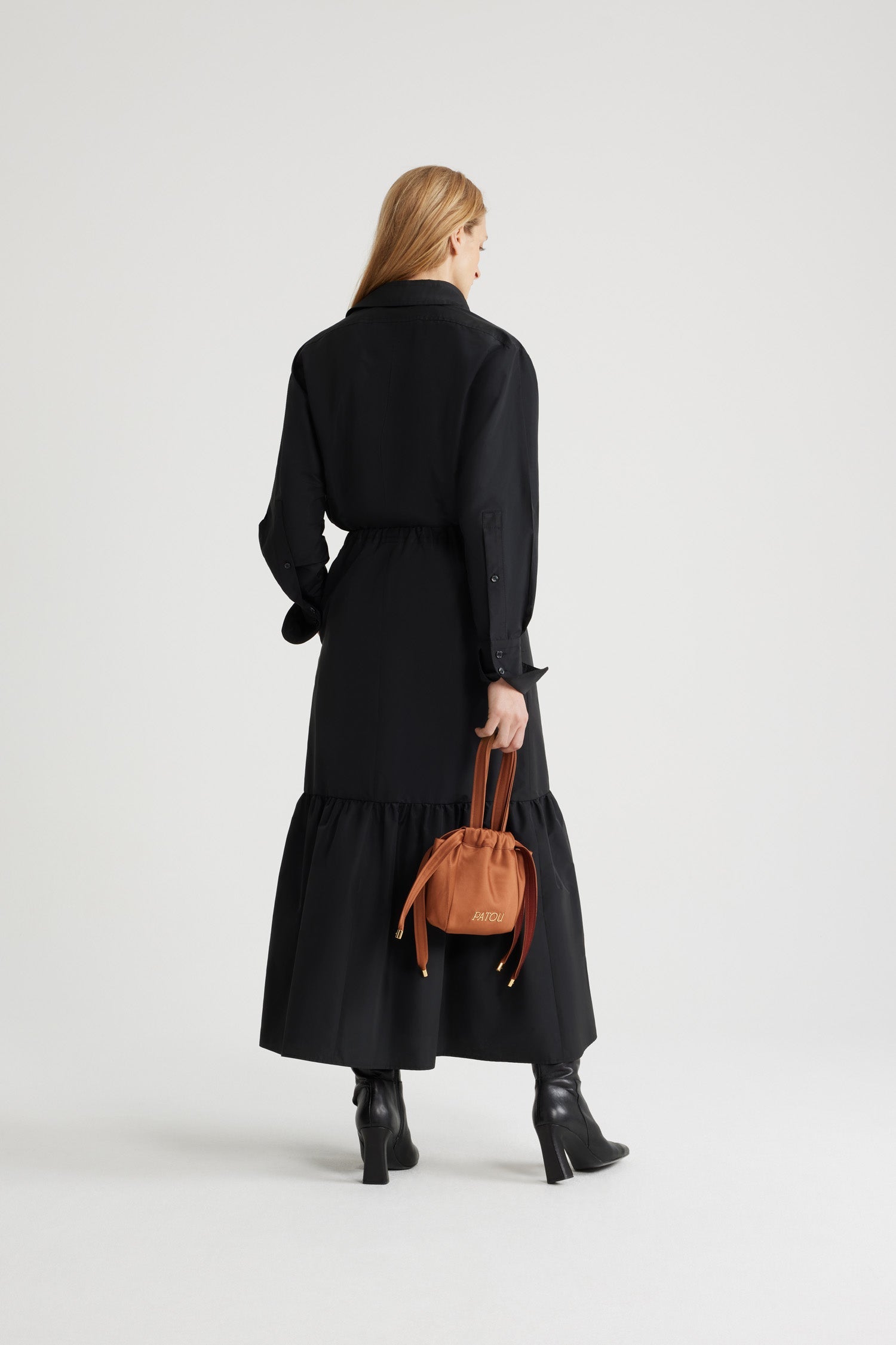 Black / Jupe longue en faille recyclée