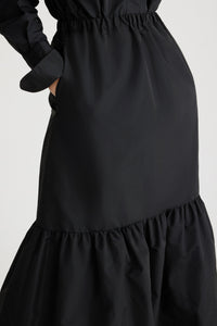 Black / Jupe longue en faille recyclée