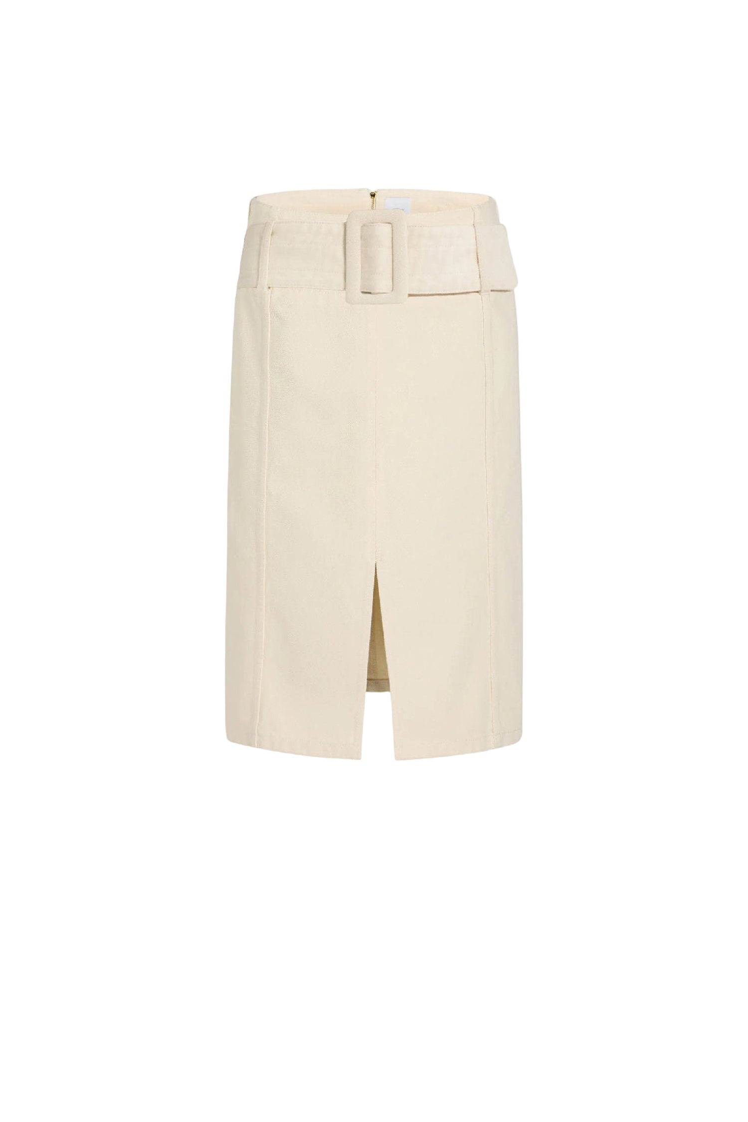Belted denim midi skirt - Natural