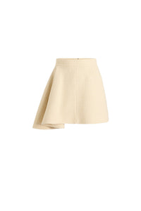 Jupe courte asymétrique en tweed de laine - Blanc Cassé