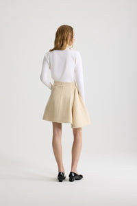 Jupe courte asymétrique en tweed de laine - Blanc Cassé