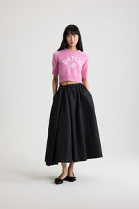 Black / Jupe midi asymétrique en faille recyclée