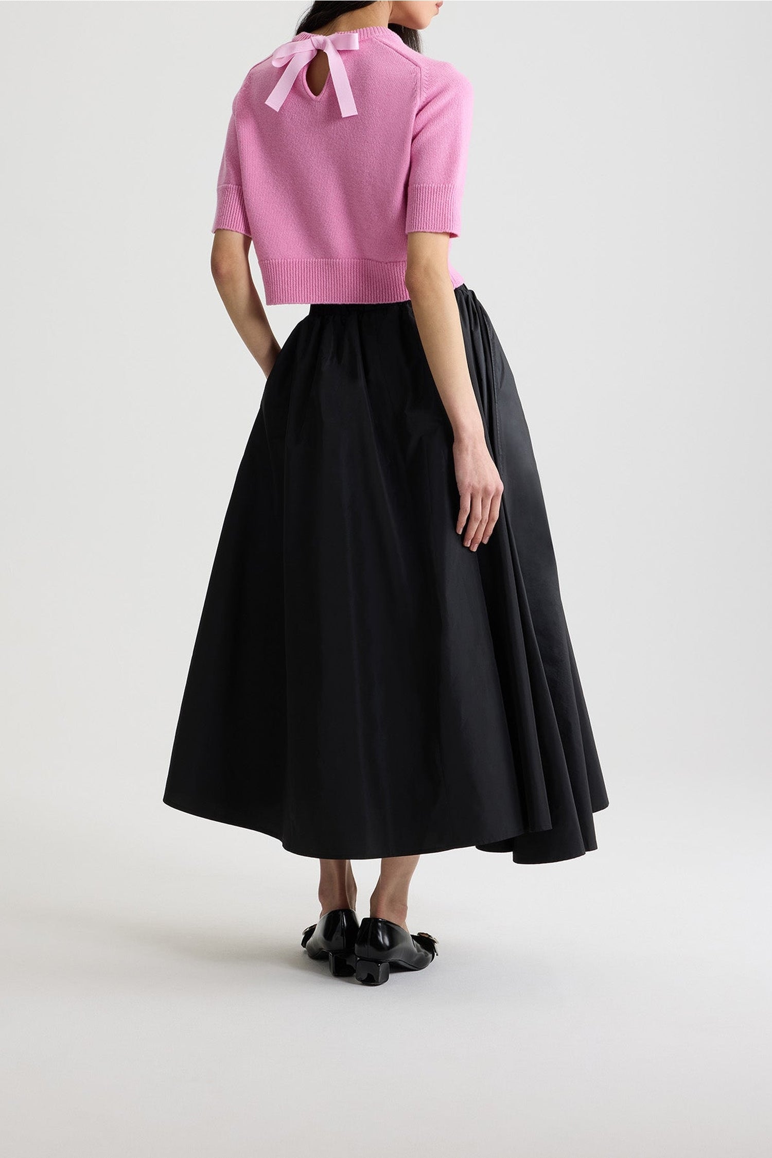 Jupe midi asymétrique en faille - Noir
