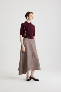 Prince Of Wales / Jupe midi asymétrique en flanelle de laine éco-responsable