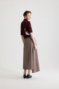 Prince Of Wales / Jupe midi asymétrique en flanelle de laine éco-responsable