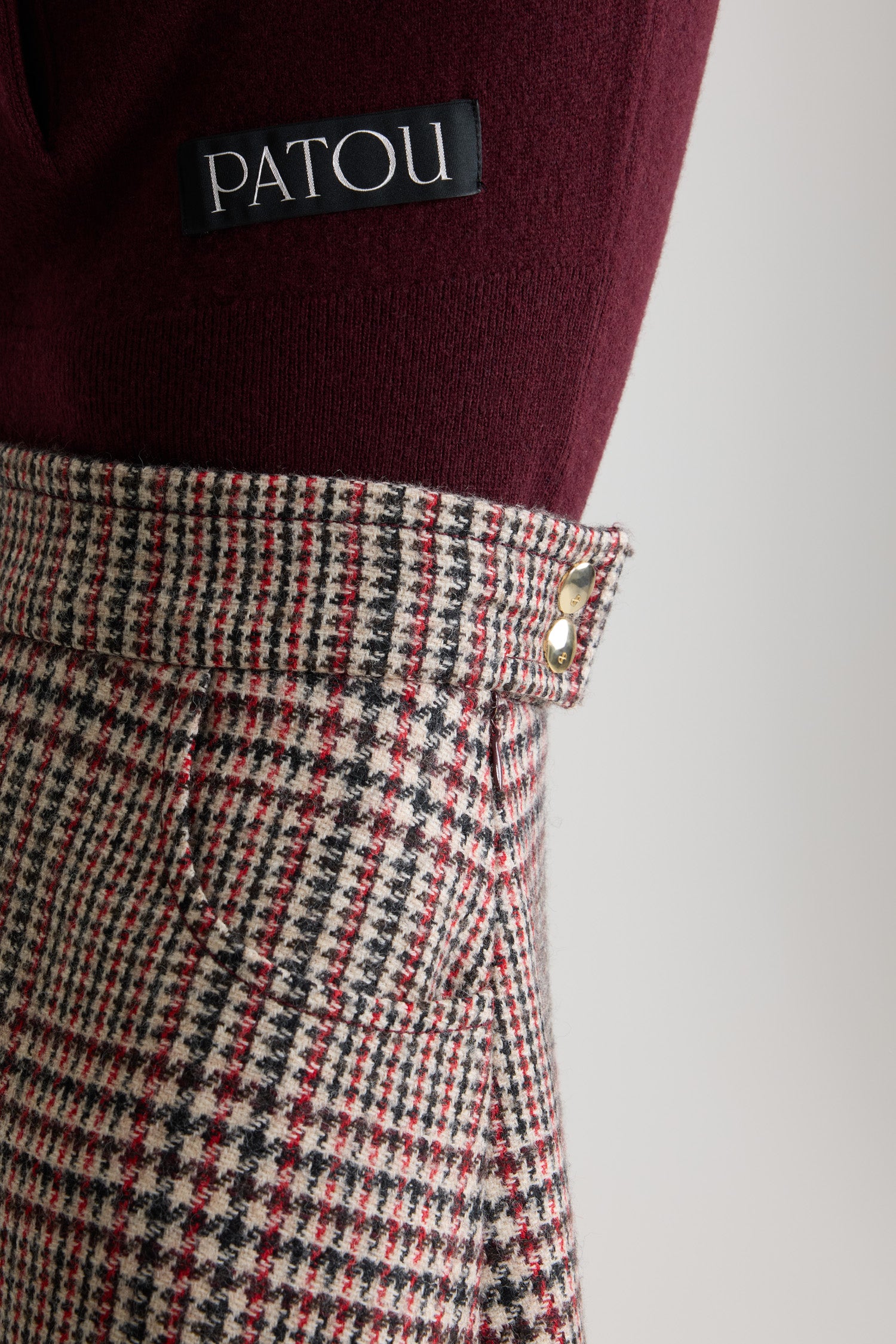 Prince Of Wales / Jupe midi asymétrique en flanelle de laine éco-responsable