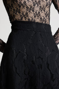 Black / Jupe midi asymétrique en dentelle de coton bio mélangé