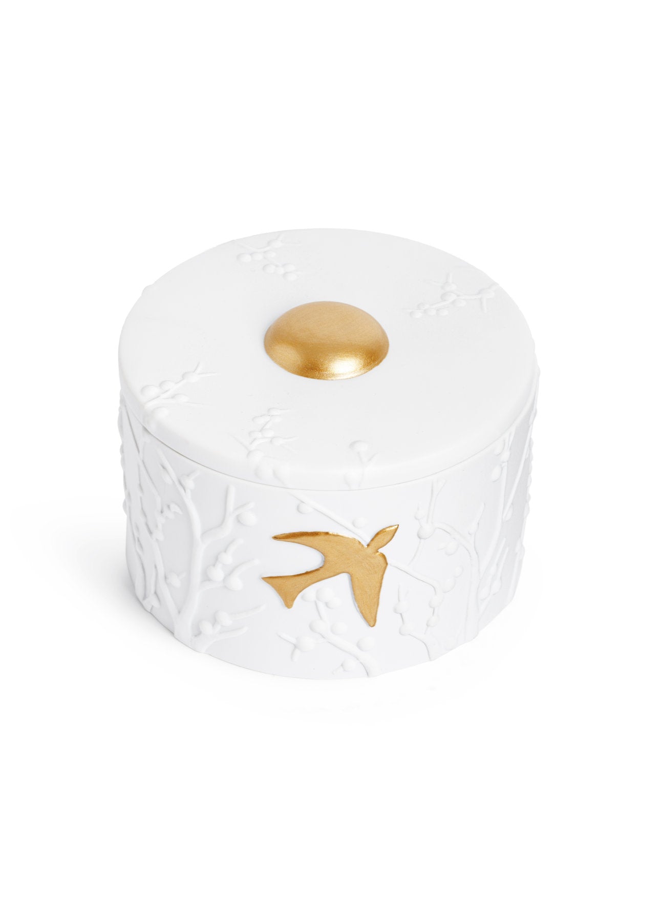 Boîte Beausoleil en porcelaine & or 24K - Blanc & Or