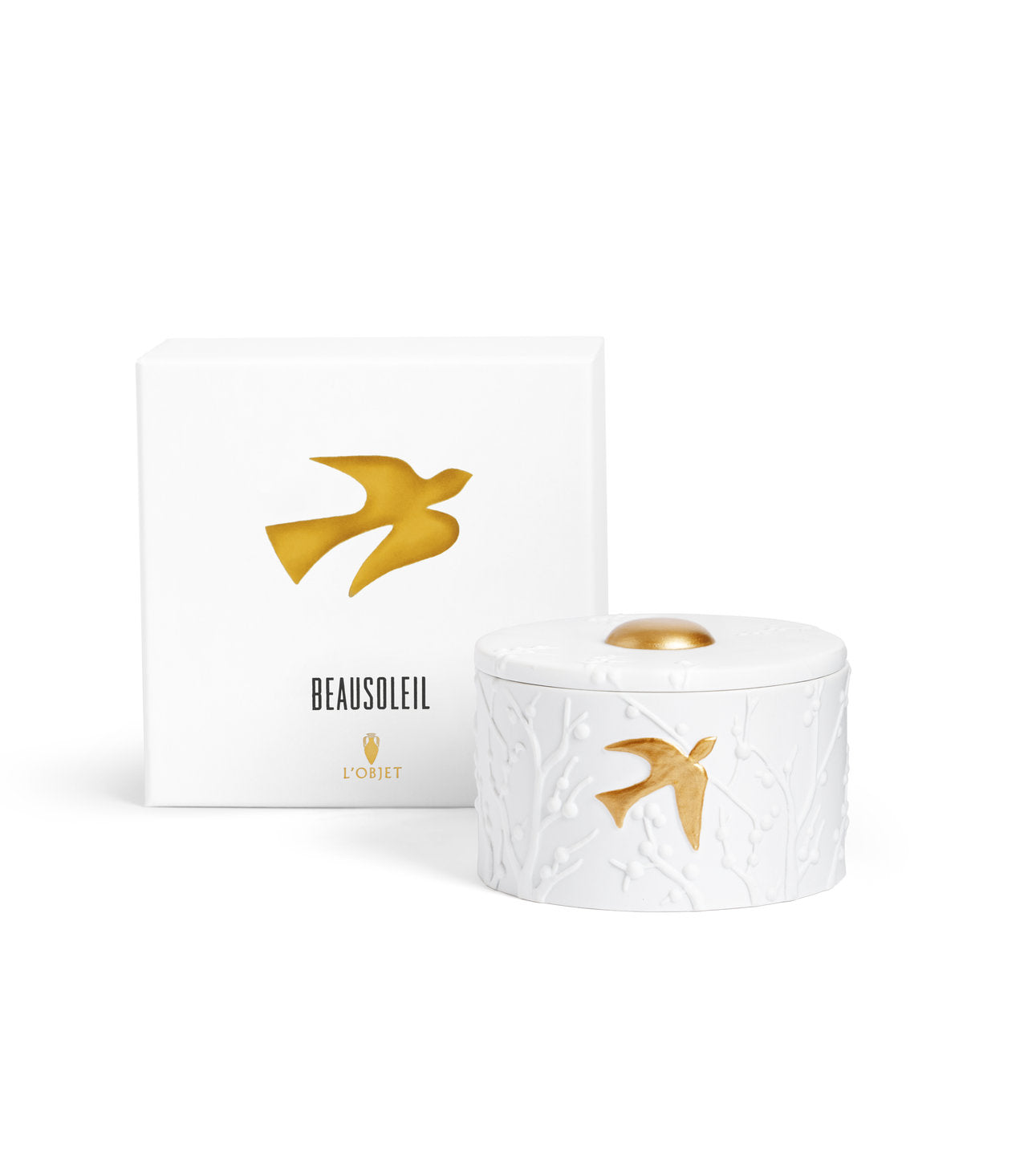 Boîte Beausoleil en porcelaine & or 24K - Blanc & Or