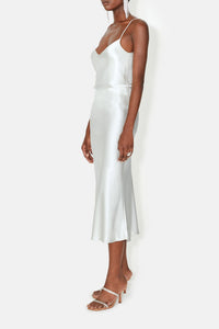 Satin Valletta Skirt - Platinum