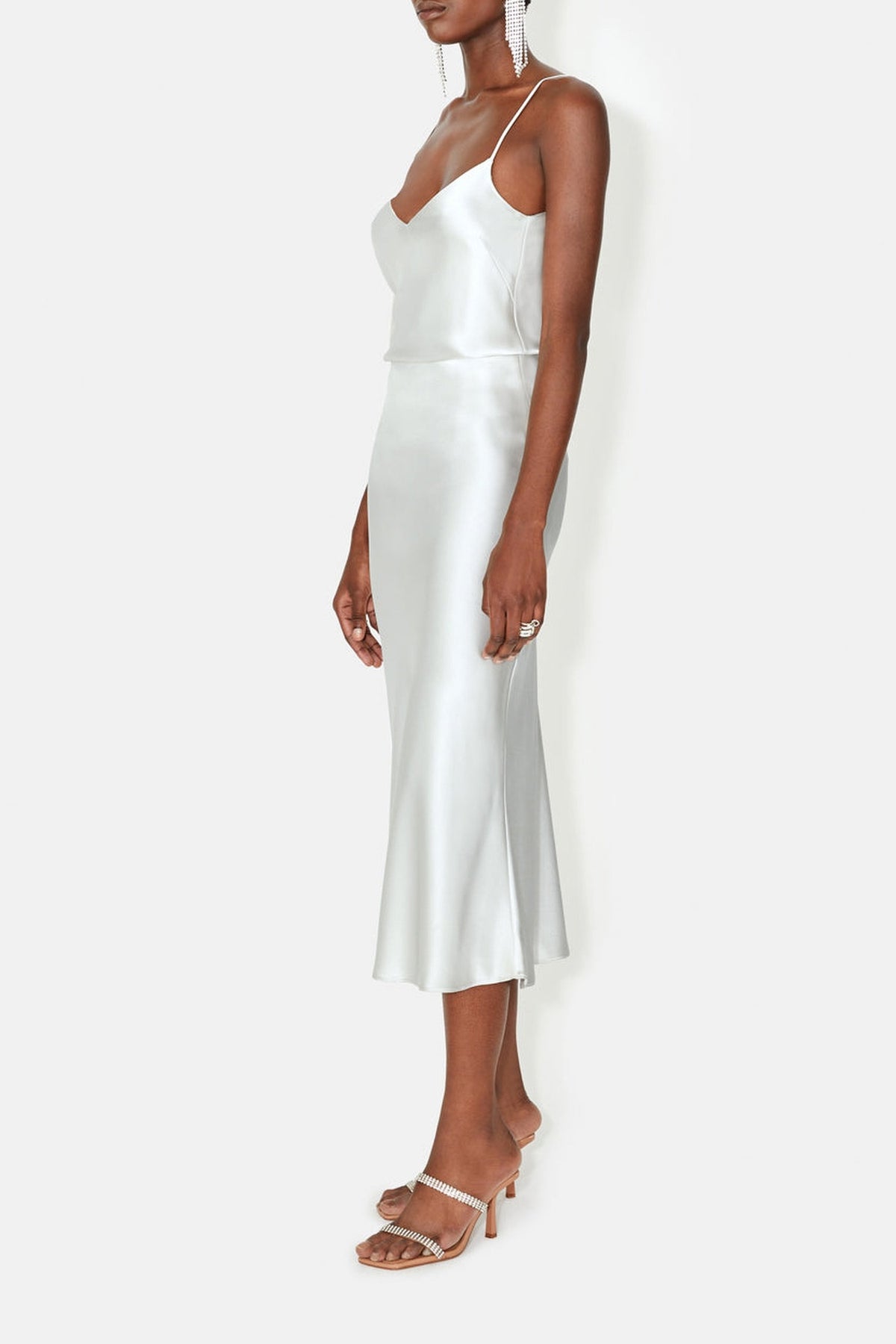 Satin Valletta Skirt - Platinum