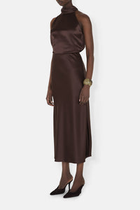 Jupe Valletta en satin - Chocolate