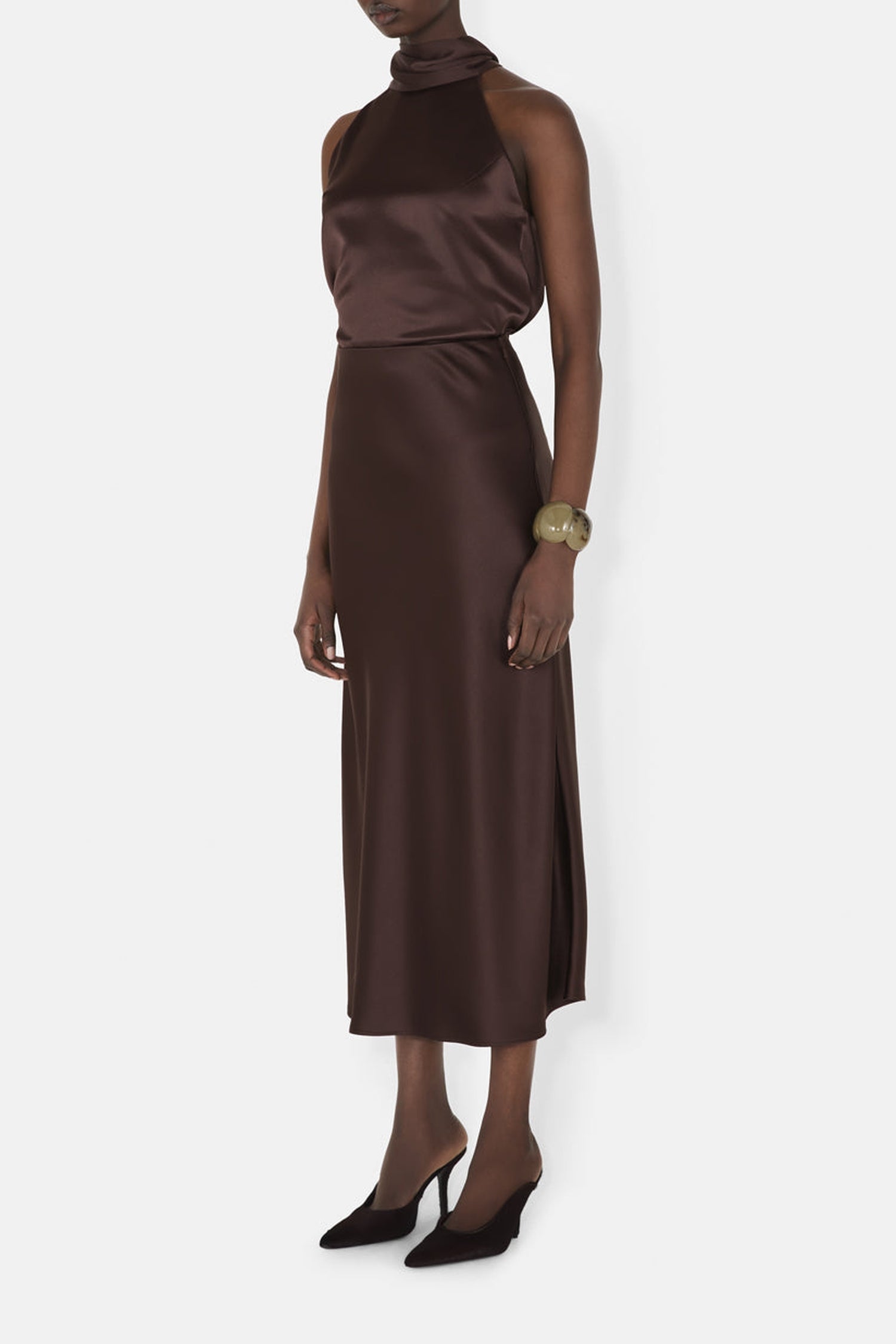 Jupe Valletta en satin - Chocolate