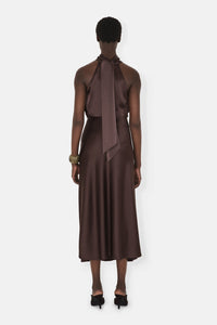 Jupe Valletta en satin - Chocolate