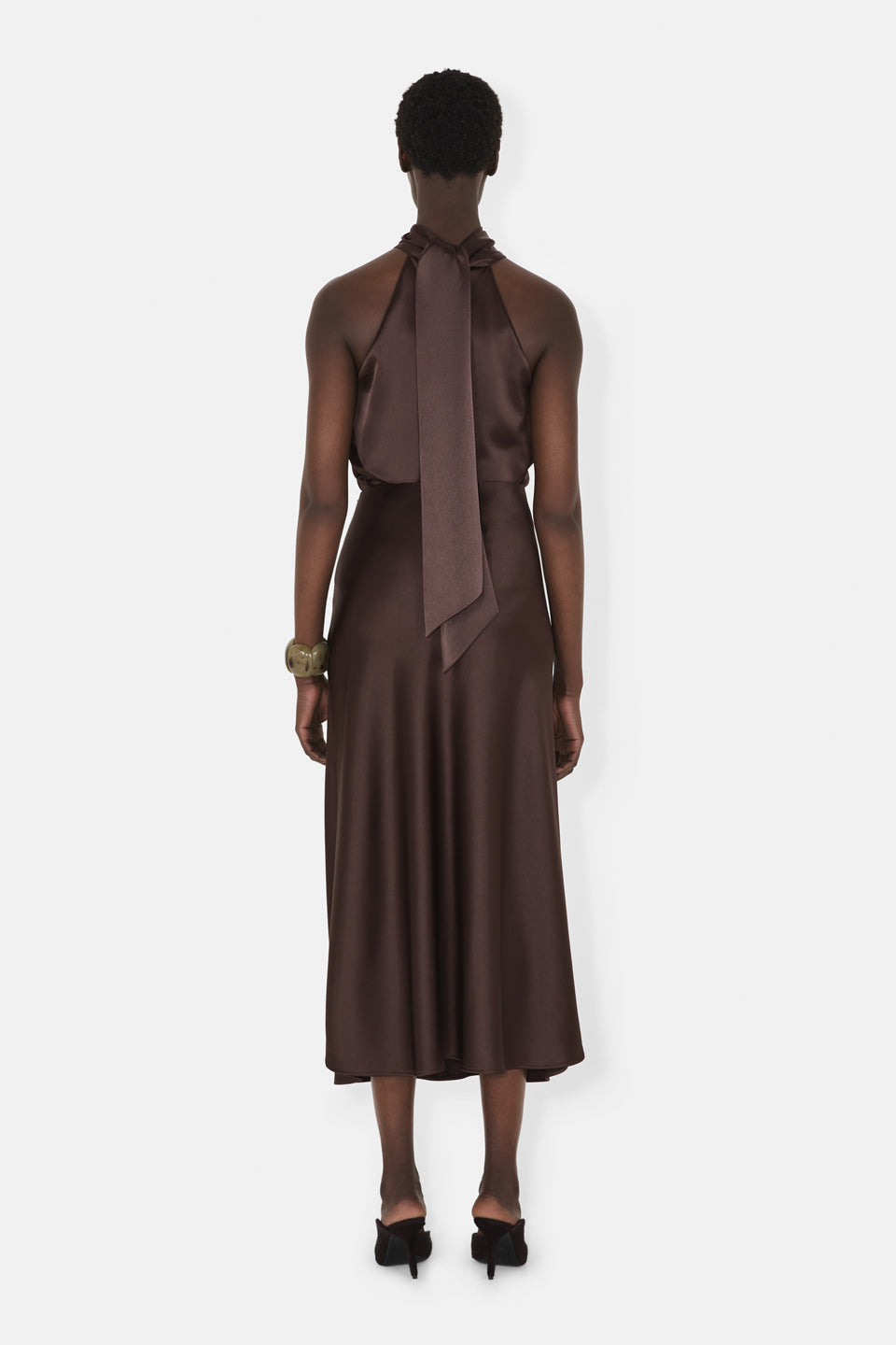 Jupe Valletta en satin - Chocolate