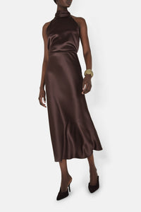 Jupe Valletta en satin - Chocolate