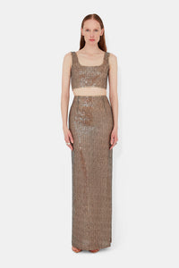 Sheer Beating Heart Skirt - Beige
