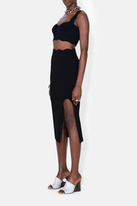 Delia Scalloped Top - Black