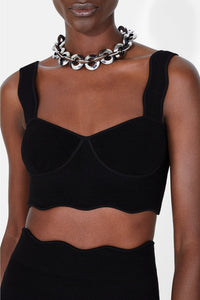Delia Scalloped Top - Black