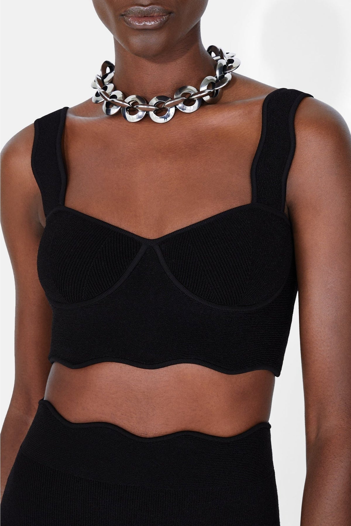 Delia Scalloped Top - Black