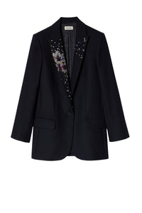 Veste Viva Strass Flower - Encre