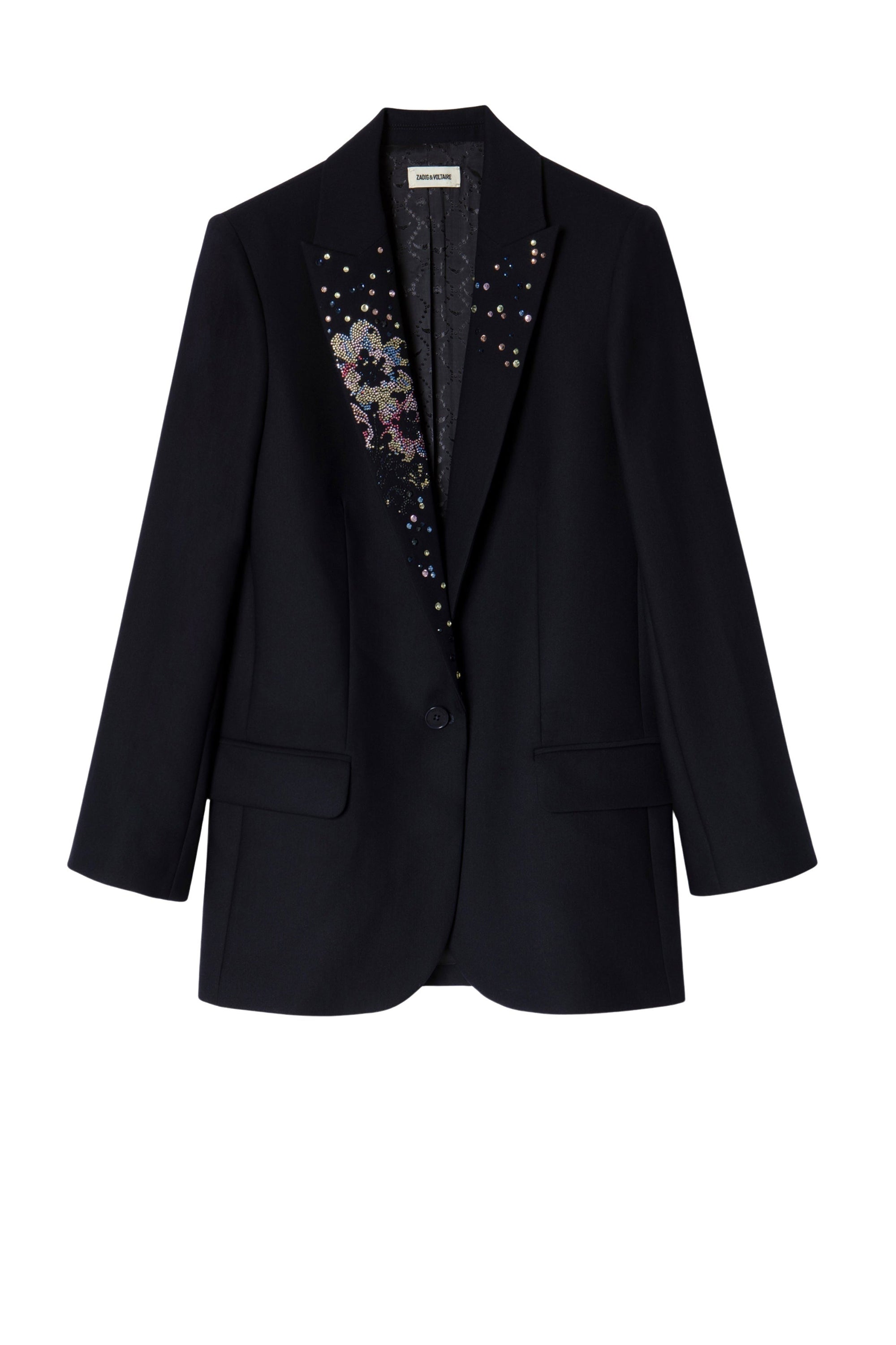 Veste Viva Strass Flower - Encre