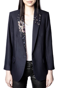 Veste Viva Strass Flower - Encre