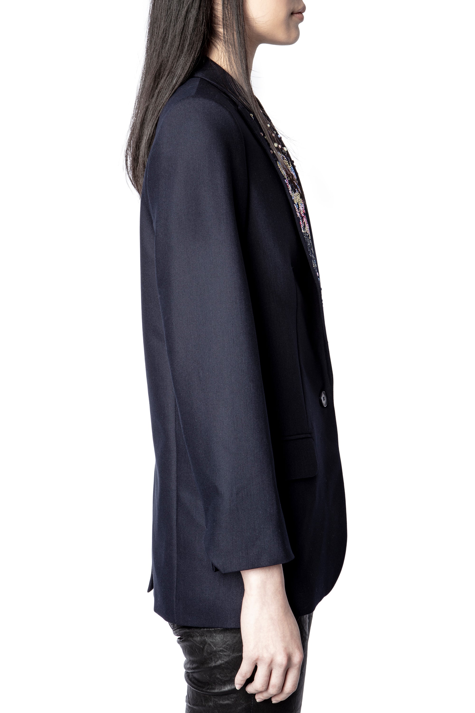 Veste Viva Strass Flower - Encre