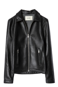 ZHORS LIGNE NOIR LUK BONDED LEATHER BLOUSON