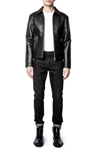 ZHORS LIGNE NOIR LUK BONDED LEATHER BLOUSON