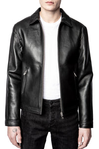 ZHORS LIGNE NOIR LUK BONDED LEATHER BLOUSON