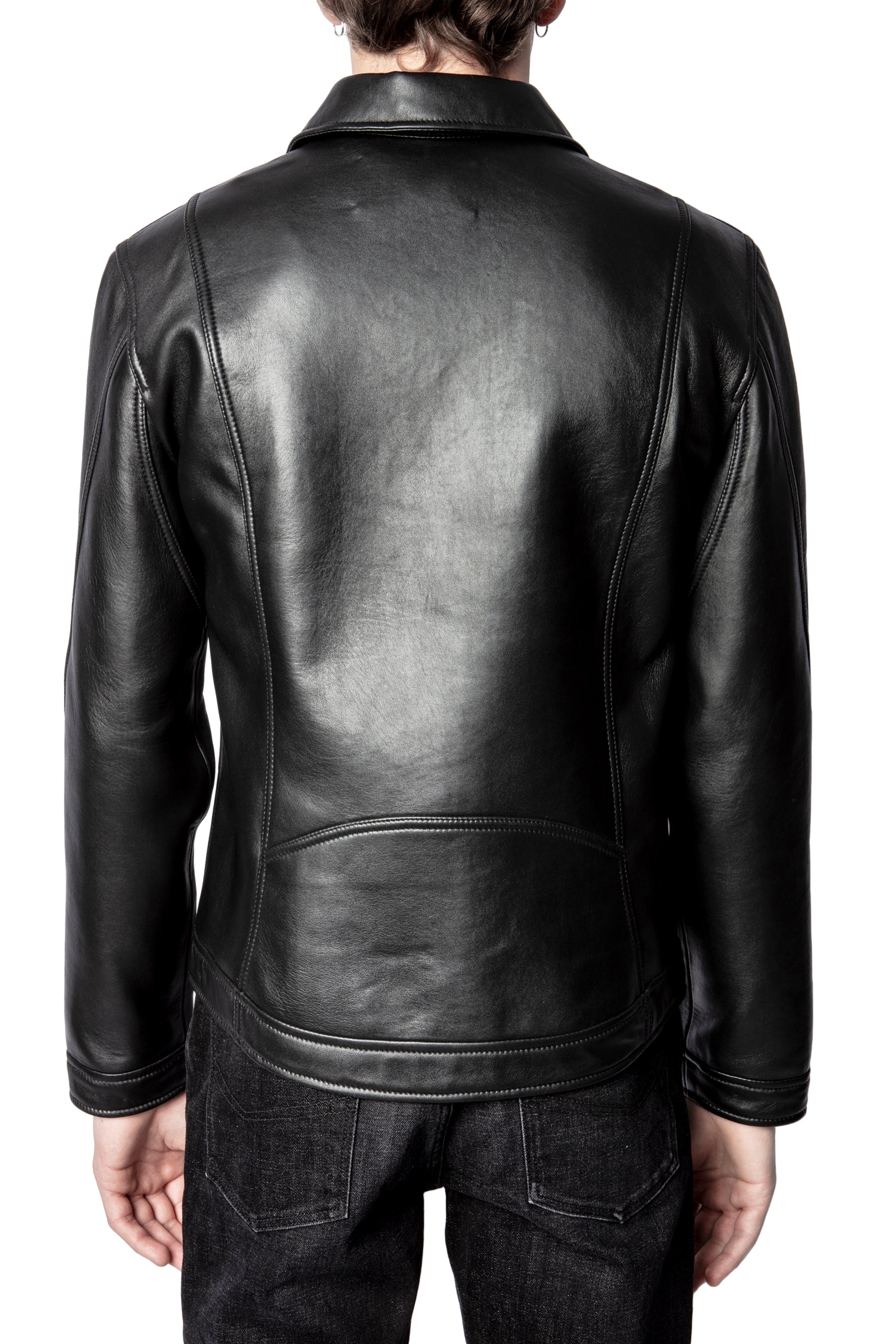 ZHORS LIGNE NOIR LUK BONDED LEATHER BLOUSON