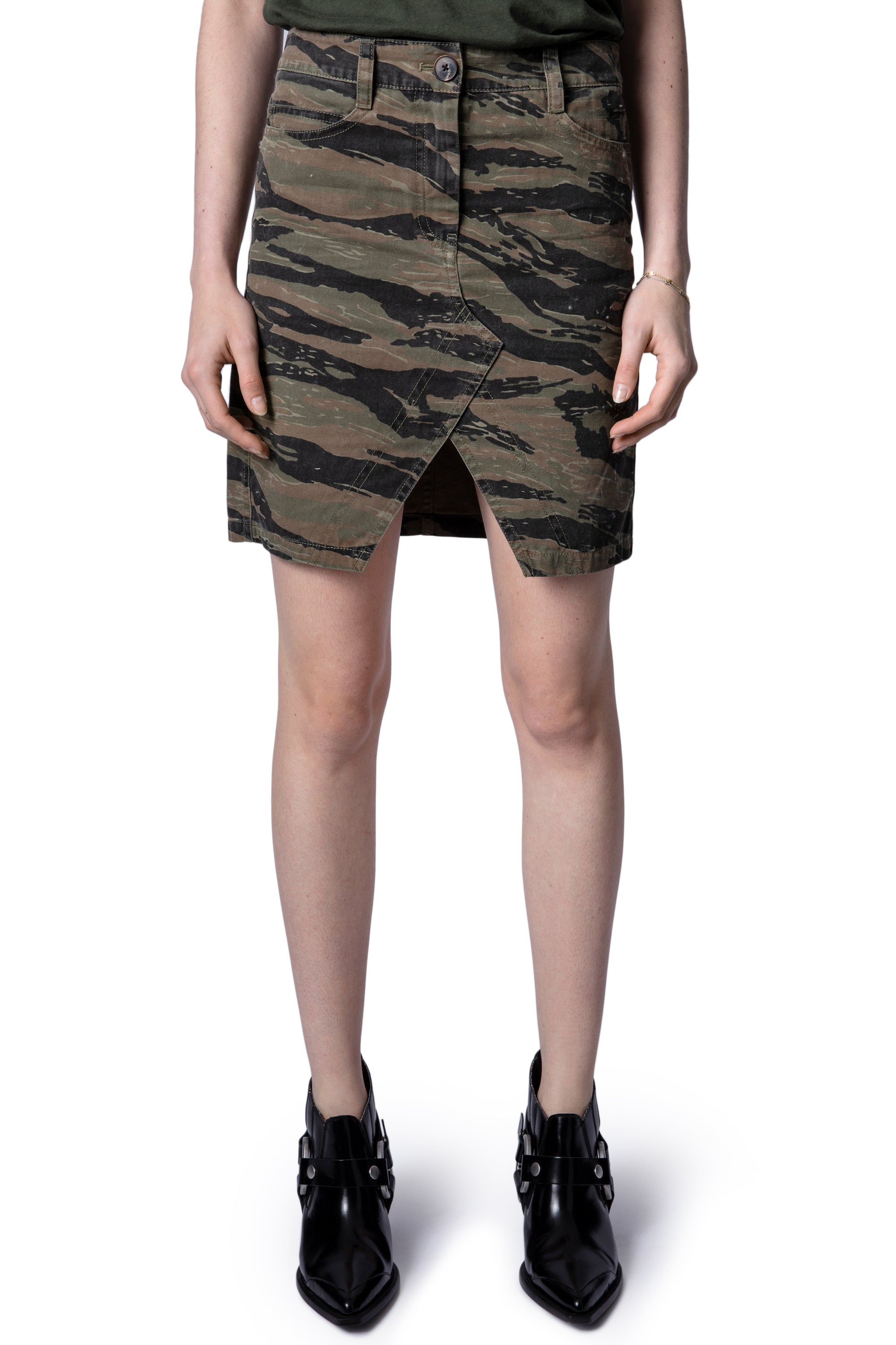 ZHORS LINE KHAKI GAME CAMOU SKIRT