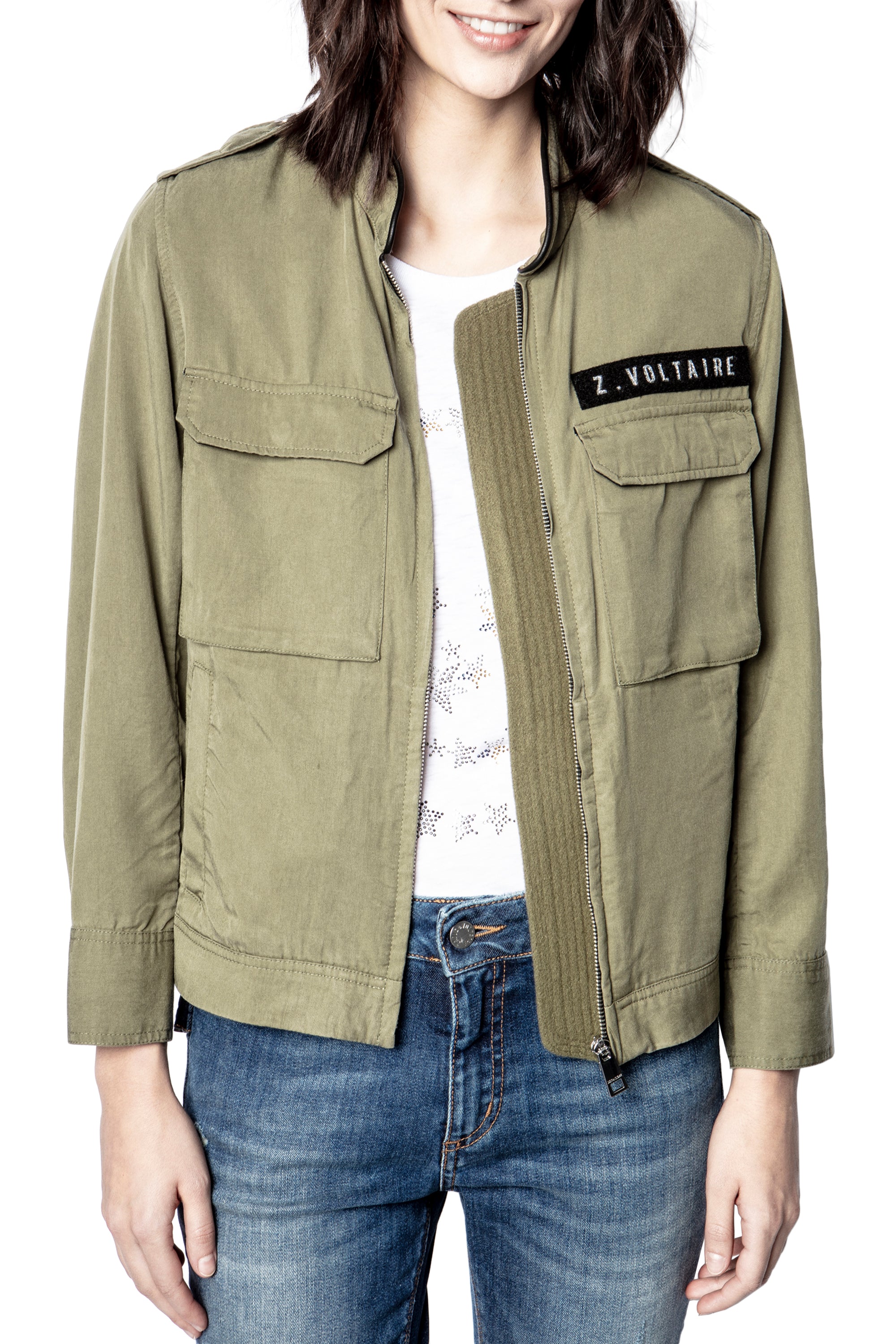 Blouson Kavy en soie - Kaki