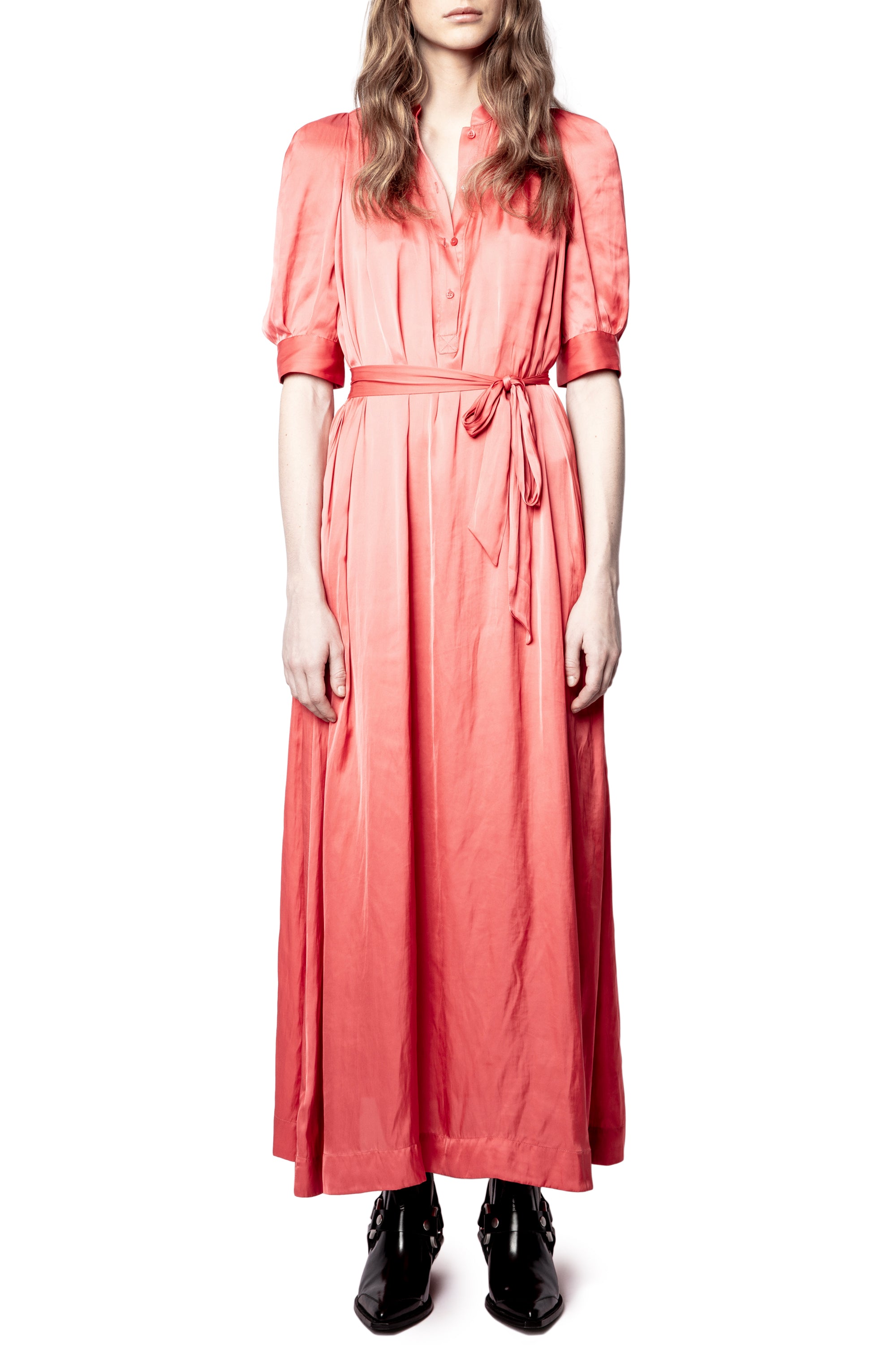 Robe Remedy en satin - Corail