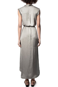 ZHORS LIGNE GRIS RAOS SATIN ROBE COURTE