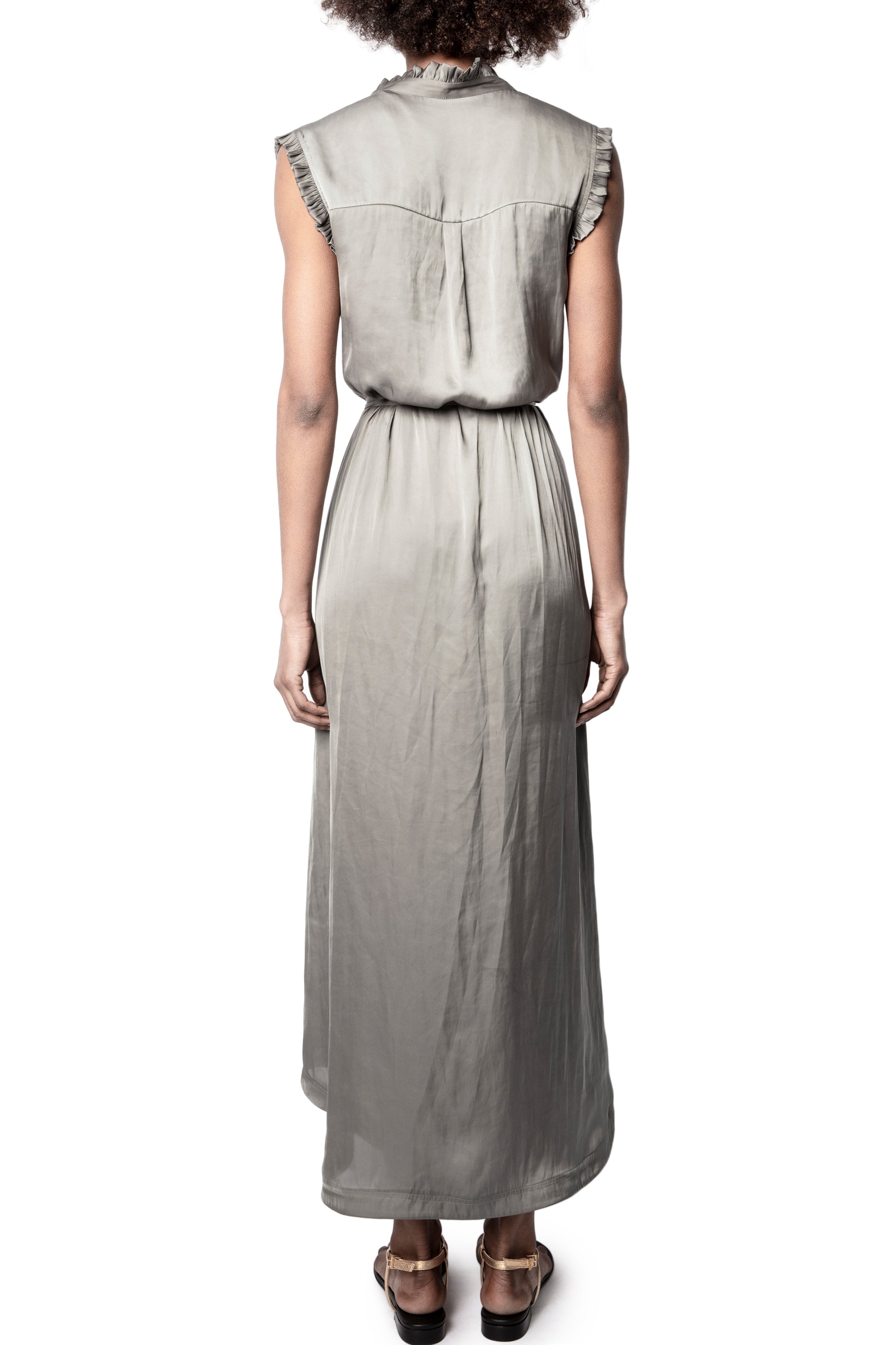 ZHORS LIGNE GRIS RAOS SATIN ROBE COURTE