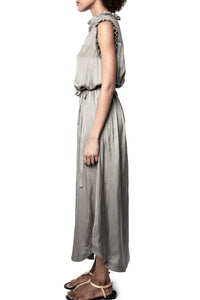ZHORS LIGNE GRIS RAOS SATIN ROBE COURTE
