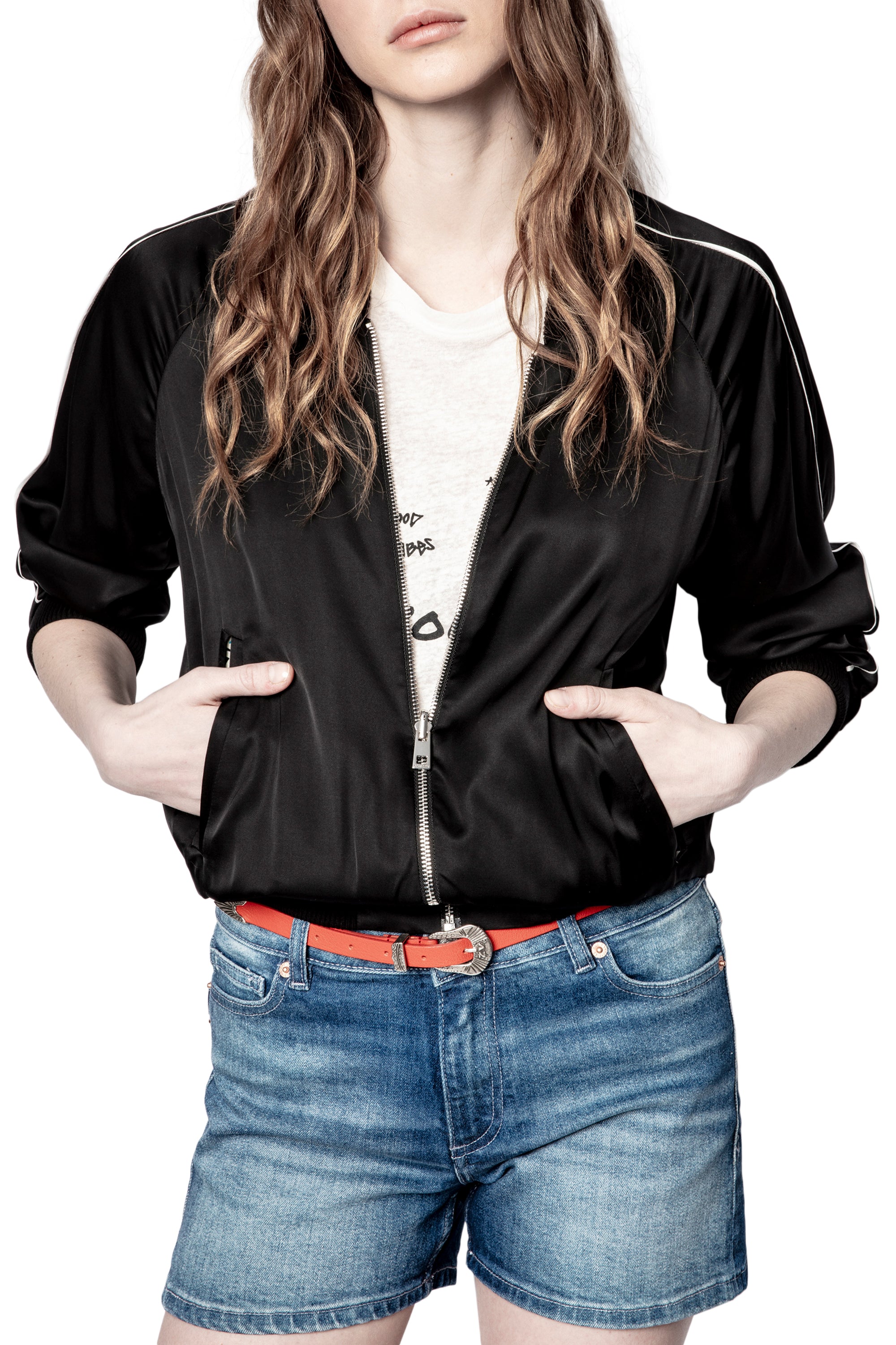 ZHORS LIGNE NOIR BILLY SATIN BLOUSON REVERSIBLE