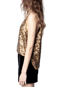 ZHORS LIGNE GOLD COACH SEQUIN DEBARDEUR