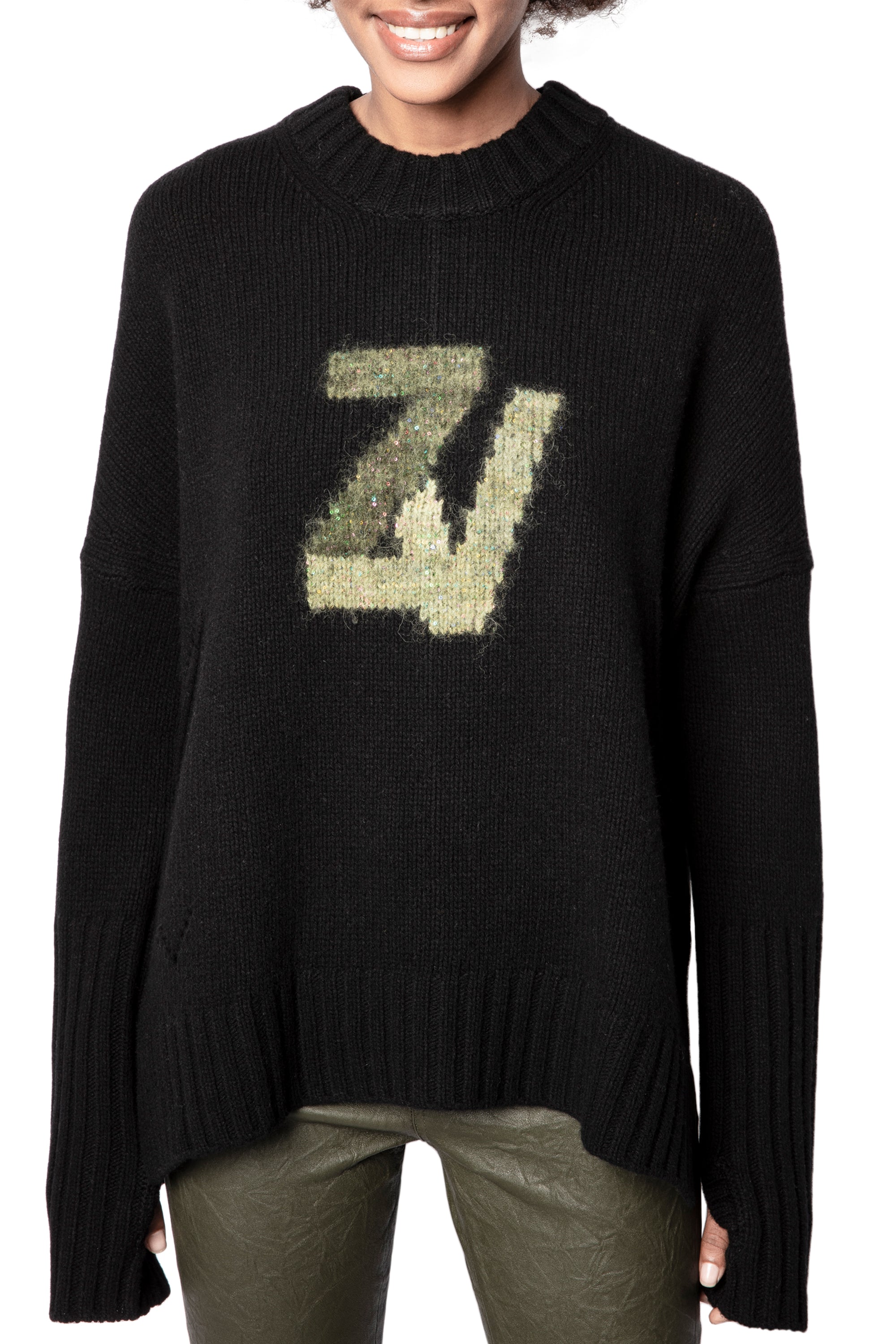 Pull Malta à logo " ZV" en cachemire - Noir