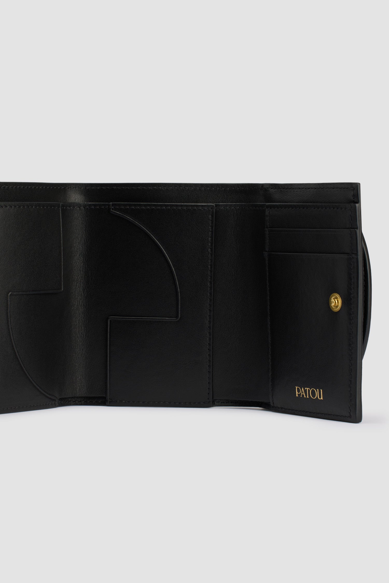 Portefeuille JP en cuir lisse - Noir