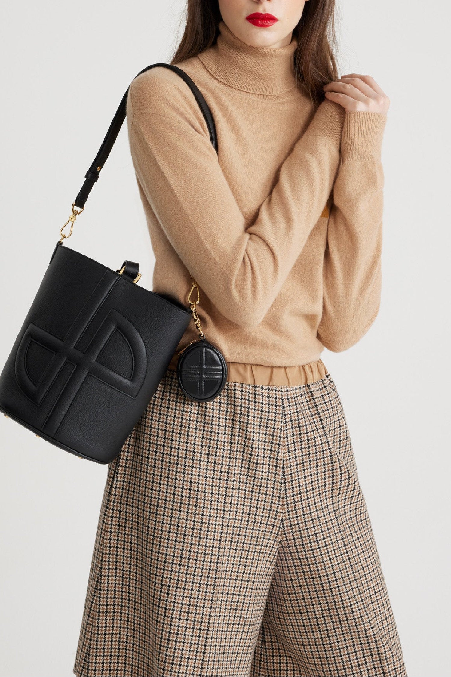 Mini pochette JP en cuir - Noir